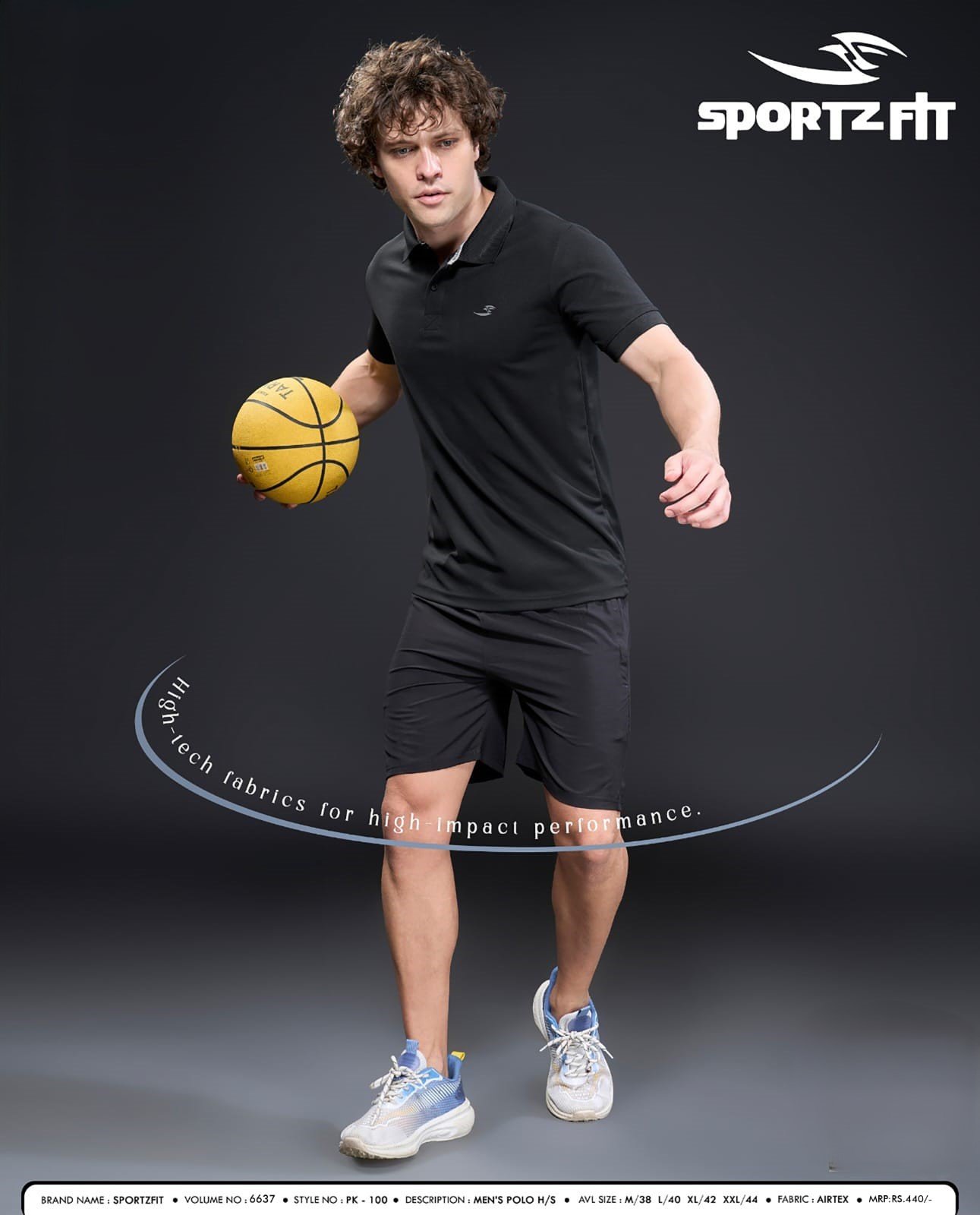 Men Collar Neck T-Shirt -  Black | L | SBT03